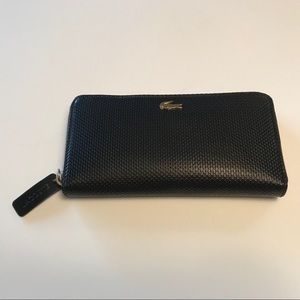 BLACK WOMEN'S CHANTACO PIQUÉ LEATHER ZIP WALLET